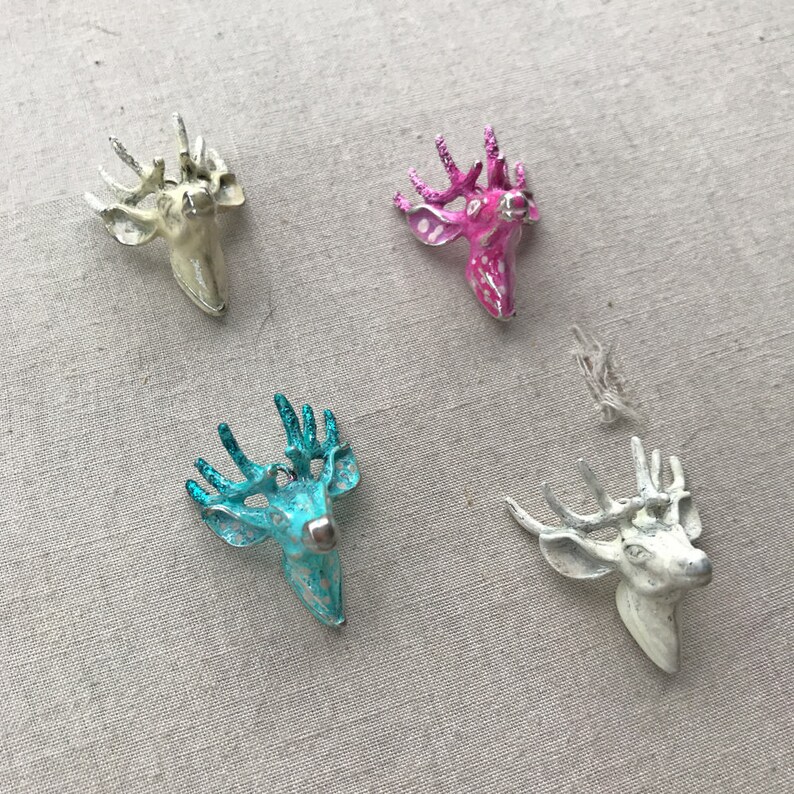 Glitter Antlers Fawn Pendant Pink Deer Painted Deer Deer Pendant Cream Deer 1 Pendant Turquoise Deer Dry Gulch 4 Colors