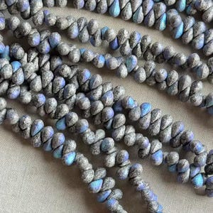 Labradorite Drop Beads, Speckled Grey Drop Beads, Aged Czech Drop Beads, 6x4mm Czech Drops, 50Pcs, Dry Gulch, Matte Mercury Patina Starlight