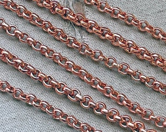 3mm New Solid Copper Chain, Rolo Copper Chain, 3mm Copper Chain, Soldered Chain, Made In India, Cut to Length per Foot, Dry Gulch, 3mm