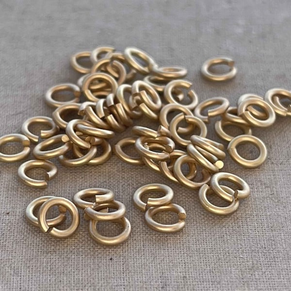 4mm Hamilton Gold Jumprings, 4mm Gold Jump Ring, Hamilton Satin Gold, Plated Brass, 18ga, 100pcs, Dry Gulch