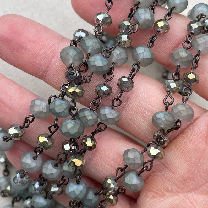 Frosted Rosary Chain Crystal Bead Chain 6mm & 8mm Crystals Etsy