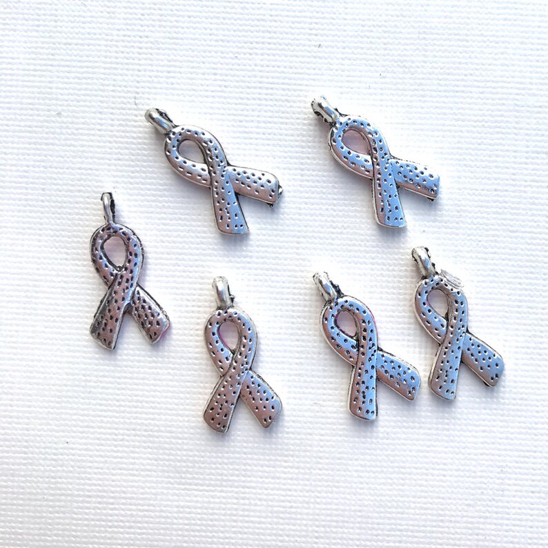 Pink Ribbon Charms Breast Cancer Ribbon Charms Awareness Etsy