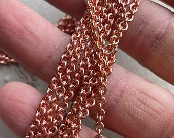 Tiny Copper Chain, 3.5mm Oval Chain, Solid Copper Chain, 3.5x3mm Chain, Soldered ECoat Chain, Made In India, Cut to Length per Ft, Dry Gulch