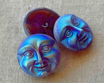 18mm Czech Glass Cabochon Moon Matte Amethyst AB Q1 Per Pc