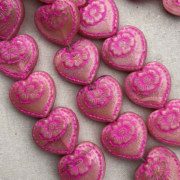 Hot Pink Glass Beads Etsy