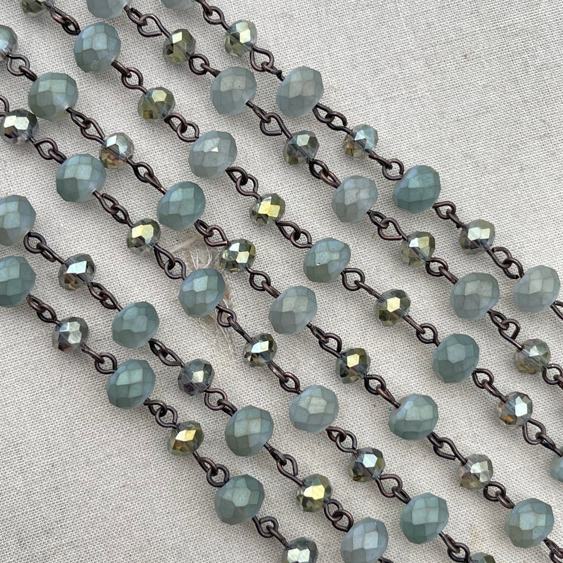 Frosted Rosary Chain Crystal Bead Chain 6mm & 8mm Crystals Etsy