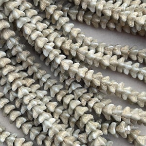 Ivory Flower Beads, Czech Bellflower Bead, 8x5mm Bellflower Caps, Glass Flower Bead, Czech Glass Flowers, Dry Gulch, 25Pcs, Gilded Ivory