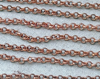 4mm Rolo Belcher Circle Solid Copper Soldered Chain Per Foot