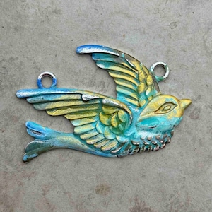 Swallow Bird Pendant, Turquoise Bird Pendant, Vintage Style Bird, -60x40mm Swallow Pendant, Vintage Bird Jewelry, 1 Pc, Dry Gulch, Evelyn