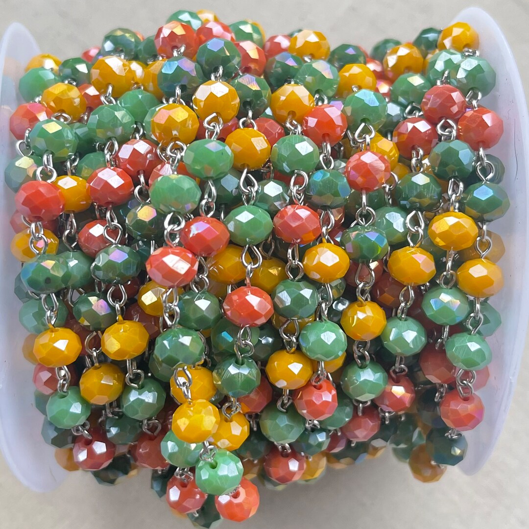 Mango Tree, Autumn Crystal Beaded Chain, Halloween Rosary Chain, 8mm ...