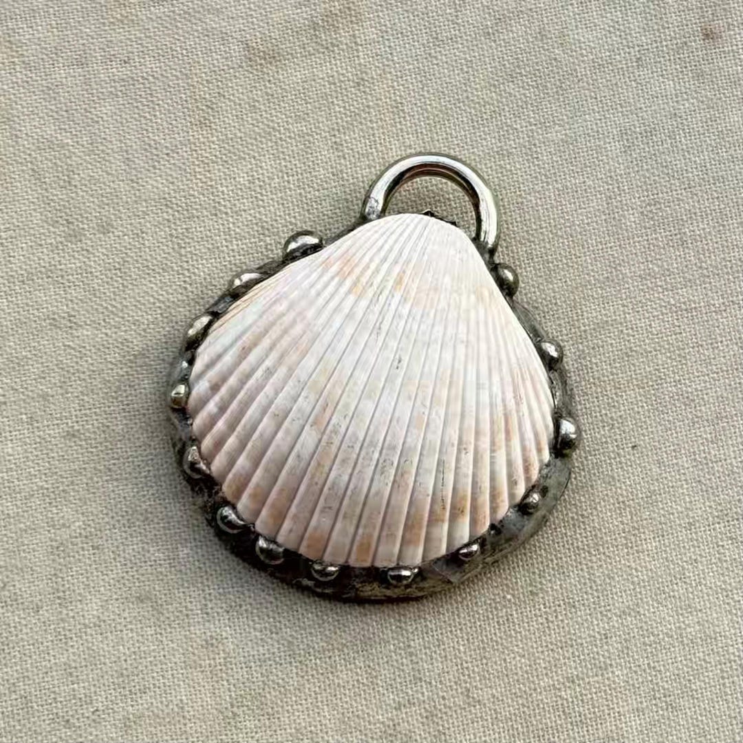 Artisan Seashell Pendant, Soldered Shell Pendant, Molten Metal Seashell ...
