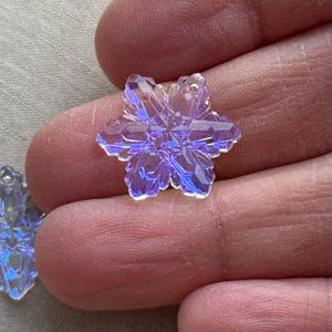 Crystal AB Snowflake Charms, Glass Snowflake Charms, Unfoiled Snowflake, German Glass Charms, 20mm, 1Pc, Dry Gulch, Glacier Blue