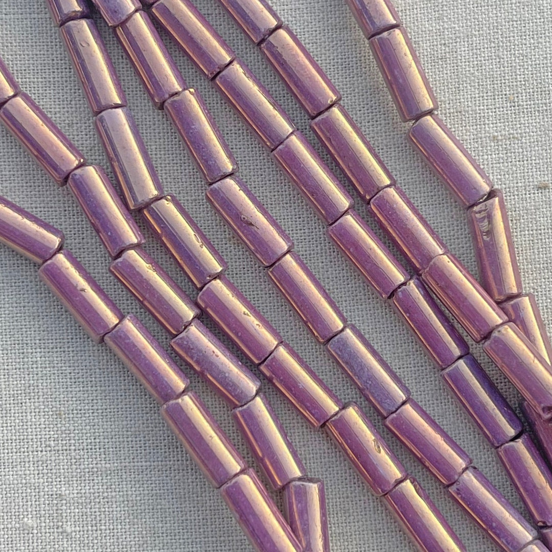 Purple Wampum Czech Beads Czech Tube Bugle Beads 9x4mm Tube Etsy