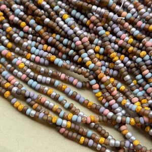 Lavender Picasso, Size 6/0 Czech Seed Beads, 4mm Czech Glass Picasso Beads, Full Strand of 175-225 Beads, Dry Gulch, Matte Tulip Picasso Mix