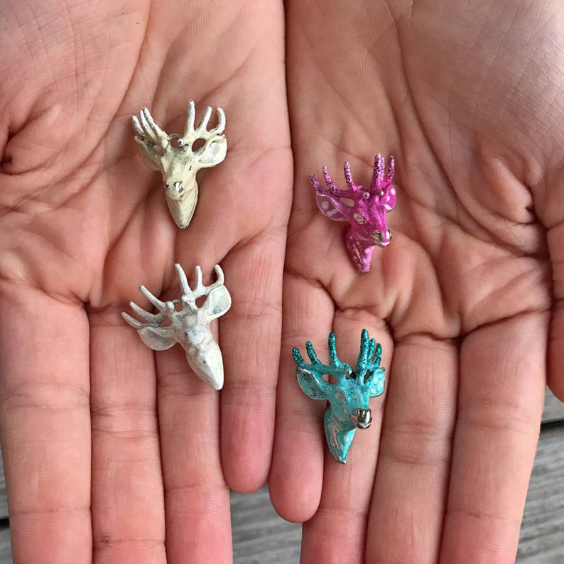 Glitter Antlers Fawn Pendant Pink Deer Painted Deer Deer Pendant Cream Deer 1 Pendant Turquoise Deer Dry Gulch 4 Colors