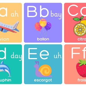 Flashcard con alfabeto e numeri francesi / Les cartes de l'alphabet et des chiffres français