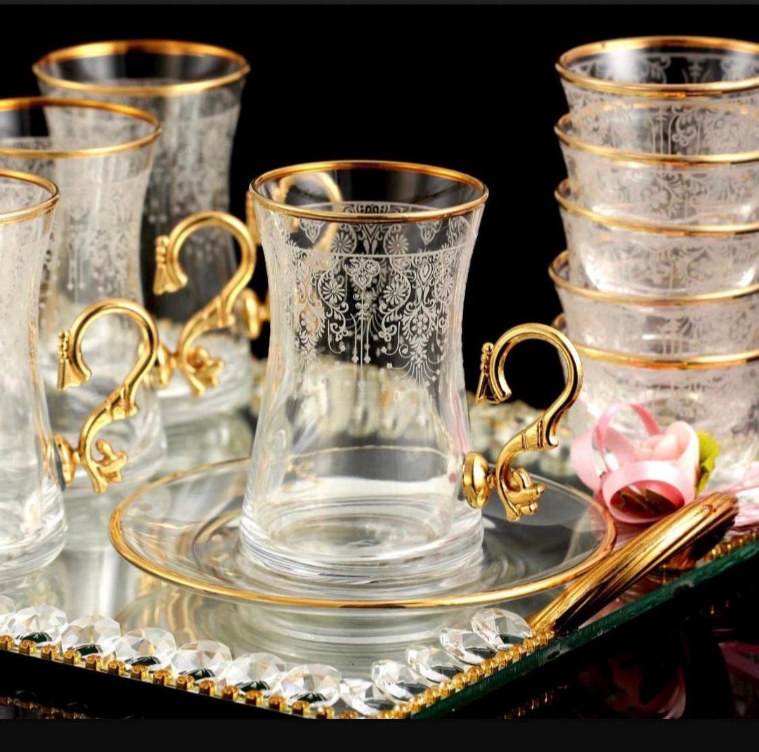 Turkish Tea Set Designs Handmade Design Beautiful Luxury Turkish Tea Set 18pcs - Etsy
