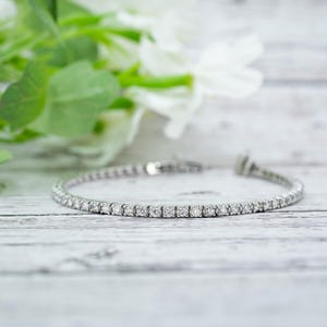 3 Carat Lab Grown Diamond Tennis Bracelet, 14K White Gold Bracelet, F-G SI Diamonds, Fine Jewelry, Gift for Her