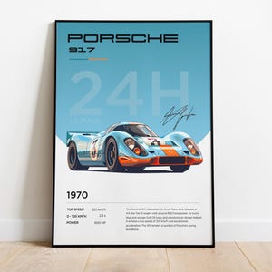 Porsche 917 Poster, Porsche Print, Race Car Poster, 24 Hours of Le Mans Poster, Porsche Enthusiast Gift, Racing Car Decor