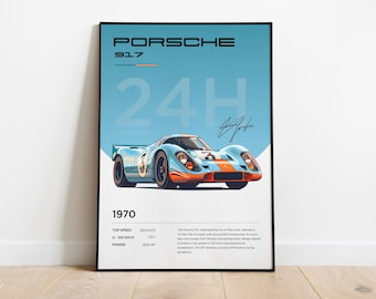 Porsche 917 Poster, Porsche Print, Race Car Poster, 24 Hours of Le Mans Poster, Porsche Enthusiast Gift, Racing Car Decor
