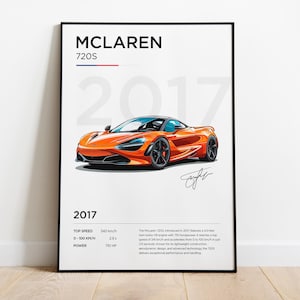 Poster McLaren 720S, stampa McLaren 720S, poster McLaren, cornice decorativa McLaren, illustrazione McLaren, regalo per gli appassionati McLaren