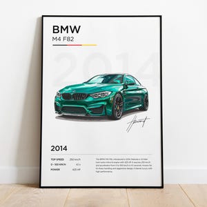 BMW M4 Poster, BMW Print, BMW Poster, Bmw Frame Decor, Bmw Illustration, Bmw Gift, Youngtimers Car Poster