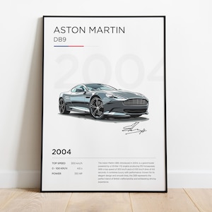 Aston Martin DB9 Poster, Aston Martin Print, DB9 Poster, Aston Martin Frame Decor, Aston Martin Illustration, Aston Martin Gift