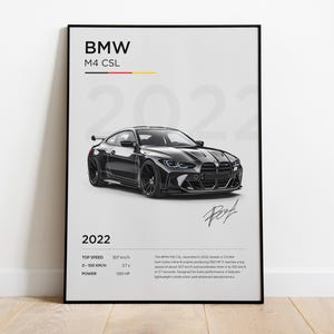 Cartel BMW M4, impresión BMW, cartel BMW, marco decoración Bmw, ilustración Bmw, regalo Bmw, cartel de coche youngtimers