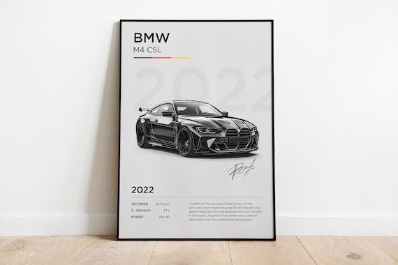 Affiche BMW M4, impression BMW, poster BMW, cadre décoration Bmw, illustration Bmw, cadeau Bmw, poster voiture youngtimers
