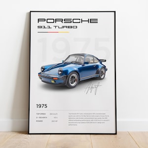 Poster Porsche 911, stampa Porsche, poster di auto, illustrazione Porsche, vecchia Porsche, regalo per gli appassionati Porsche, telaio Porsche