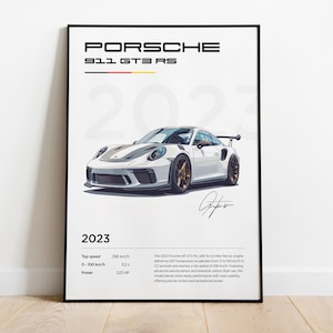 Poster Porsche 911 GT3 RS, stampa Porsche, poster di auto da corsa, illustrazione Porsche 911, cornice decorativa Porsche, regalo Porsche