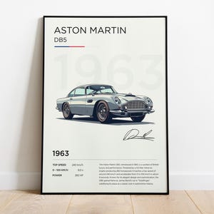 Poster Aston Martin DB5, stampa Aston Martin, poster DB5, cornice decorativa Aston Martin, illustrazione Aston Martin, regalo Aston Martin