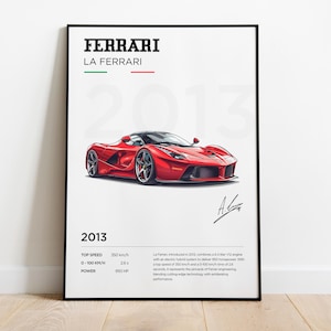 Poster La Ferrari, stampa La Ferrari, poster Ferrari, cornice decorativa Ferrari, illustrazione Ferrari, regalo per appassionati Ferrari