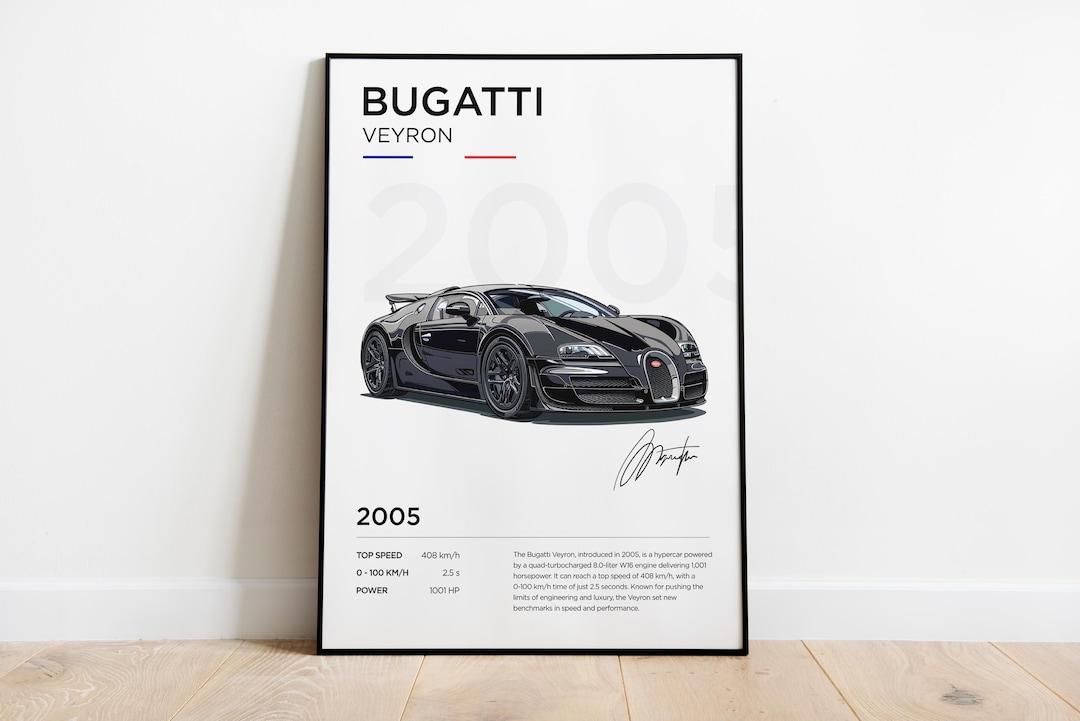 2015 BUGATTI VEYRON FRONT VIEW ART PRINT POSTER