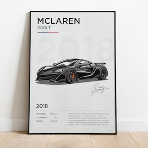 Poster McLaren 600LT, stampa McLaren 600LT, poster McLaren, cornice decorativa McLaren, illustrazione McLaren, regalo per gli appassionati McLaren