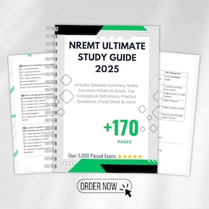 NREMT Ultimate Study Guide 2025 | EMT Exam Prep Book + 150 Practice Questions + Cheat Sheet + Definitions | Instant Download