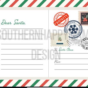 Postal a Papá Noel, carta a Papá Noel, carta de Navidad, sellos de Papá Noel