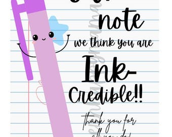 Teacher tag, teacher appreciation tag, pen thank you, school tag, take note teacher, simple teacher tag, appreciation tag