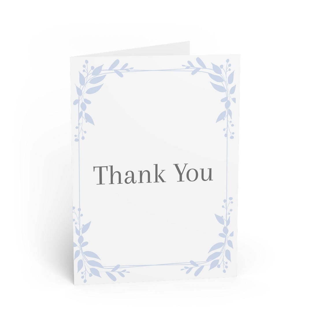 Blue Floral Thank You Card | Elegant Botanical Design - Etsy