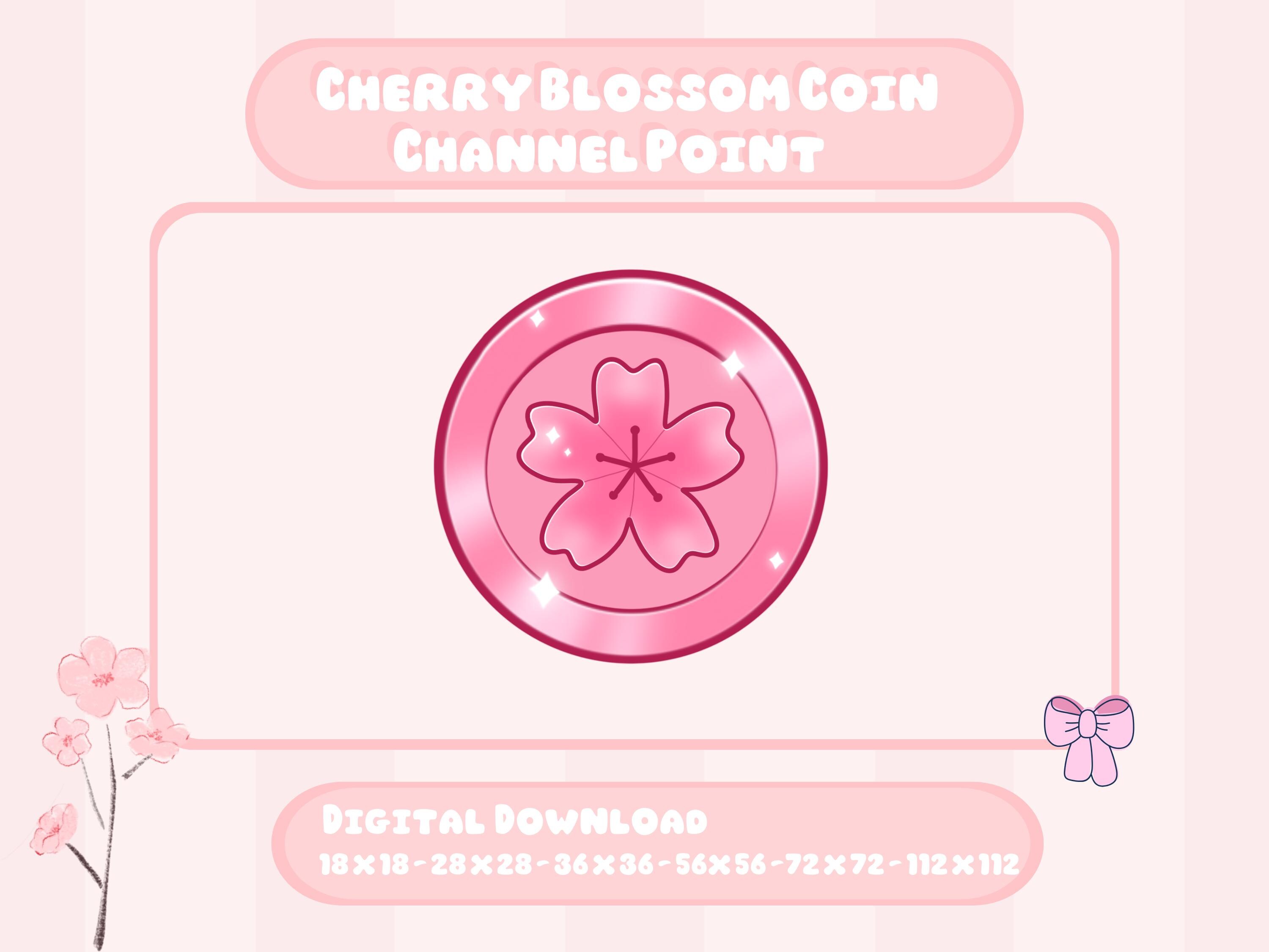 Cherry Blossom Coin Channel Point / Sub Badges / Bit Badges / Twitch, Kick, YouTube