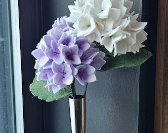 Handmade Felt Hydrangea Flowers, Custom Bouquet, Floral Home Decor
