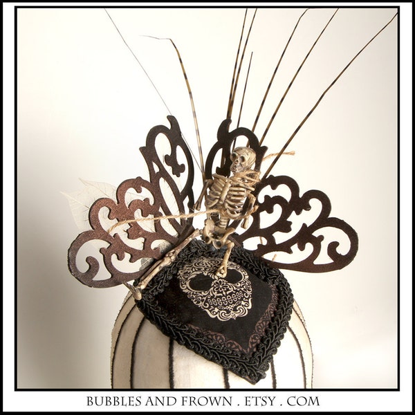 Deathly Creature... Fascinator with Wings and Skulls