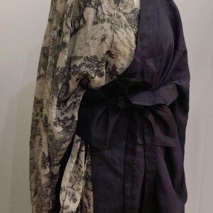 Color Block Ramie Hanfu Kimono Jacket: Lightweight Long Sleeve Top image 6