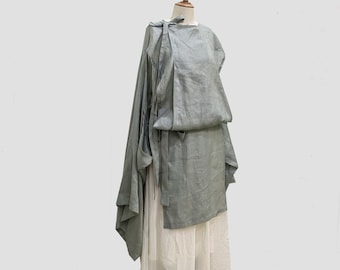 Ramie Kariginu Jacket: Japanese Kimono Top with Long Sleeves