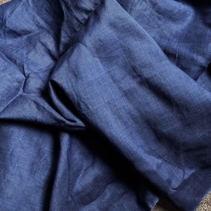 Indigo Blue Plant dyed Linen fabric light weight summer fabric plain linen natural indigo hand dyed Linen by the yard
