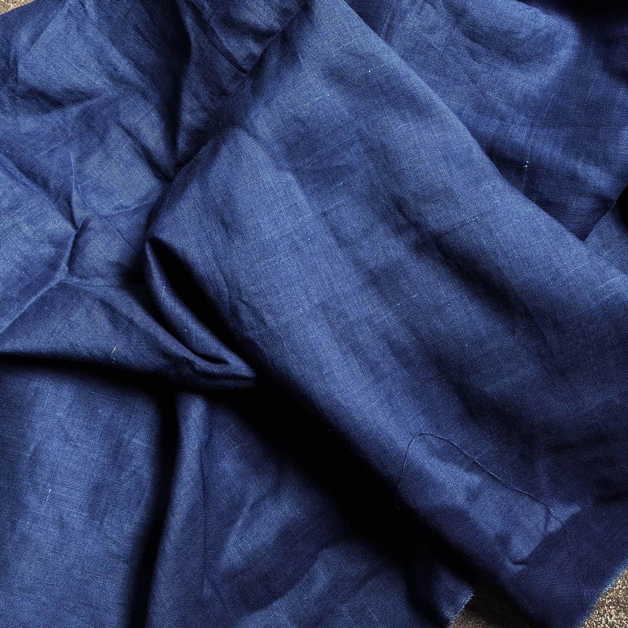 Indigo Blue Linen Fabric: Plant Dyed Lightweight Summer Linen