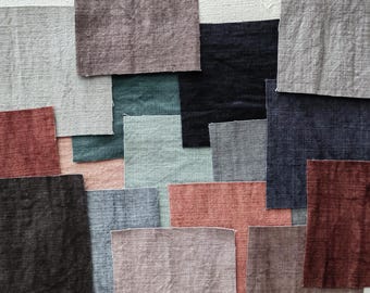 Boro Fabric Bundle: 16 Handwoven Earthy tone plant dyeing Scraps for Patchwork