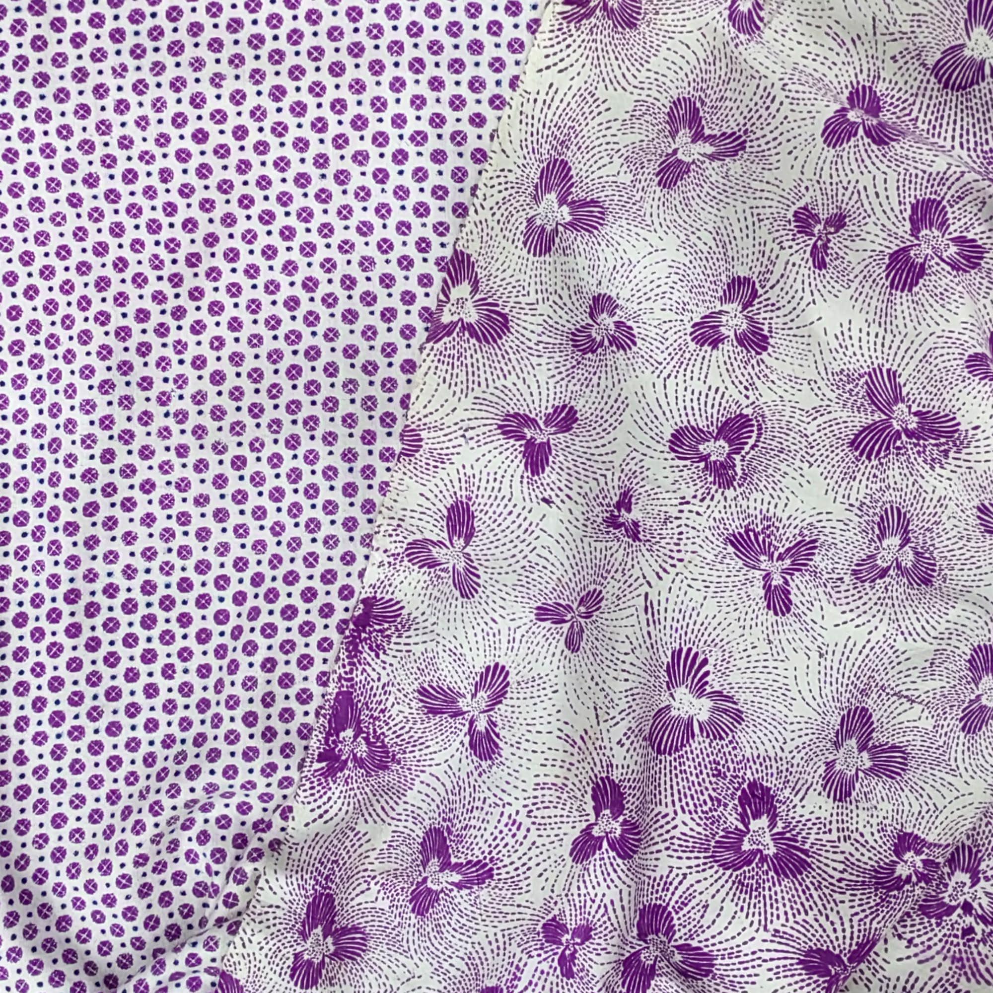 Vintage Chinese Silk Print Cotton Fabric: Handwoven Block Print, 1950s