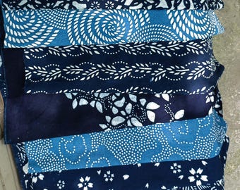 Bean Paste Dyed Cotton Fabric: Natural Indigo Woad Dye, 43" Wide
