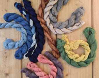 Hand Dyed Sashiko Cotton Thread: Plant Dyed Embroidery Floss (30 meters)